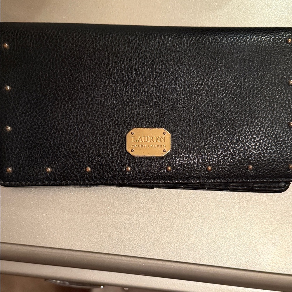 Lauren Ralph Lauren Black Wallet with Gold Accents